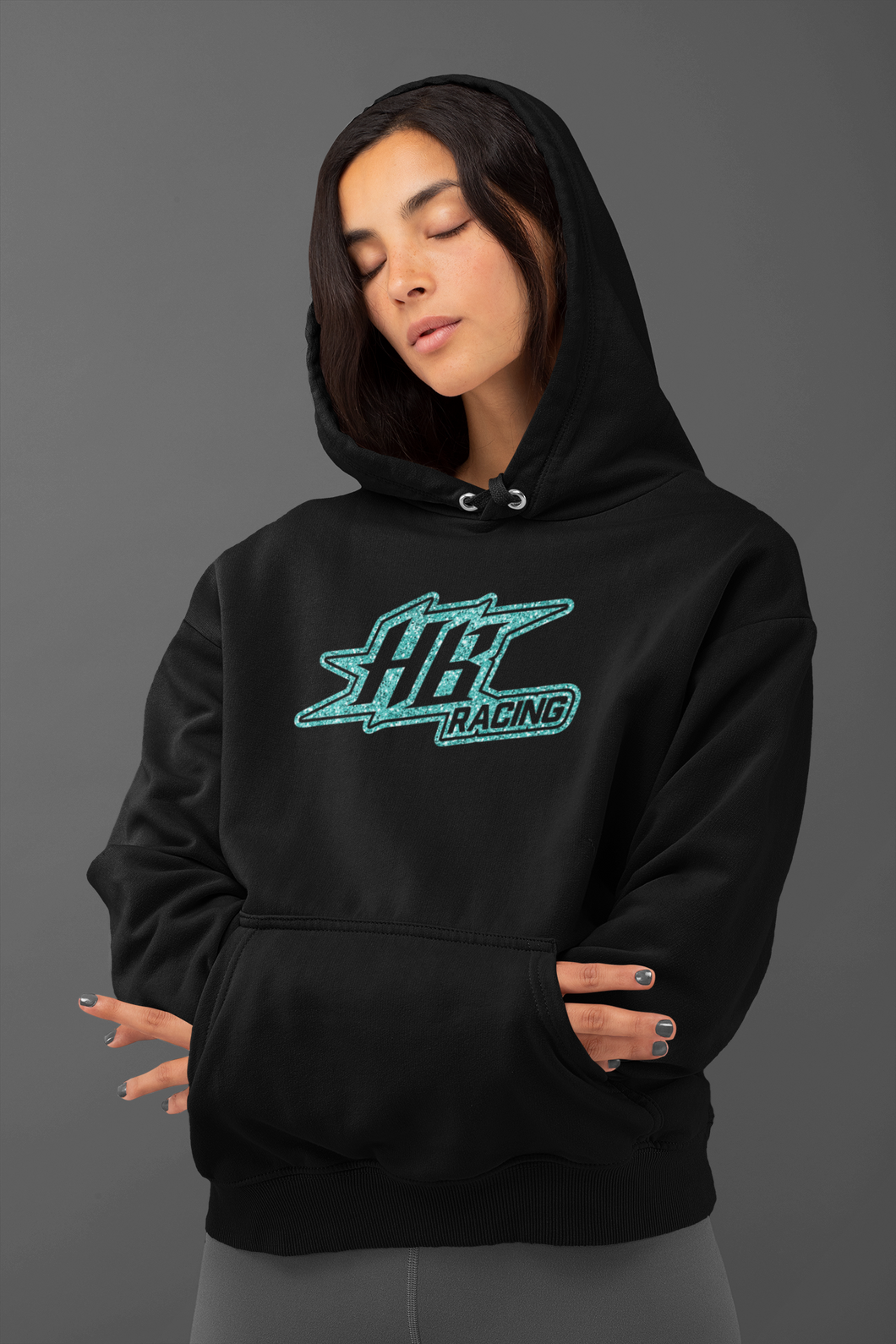 HB Racing Hoodie, HB Racing Custom Glitter Logo Hoodie R/C DTF HTV