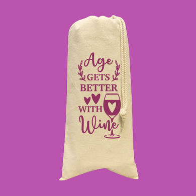 Wine Bottle Tote Drawstring HTV - Better With Age-D-n-R Design