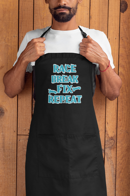 Custom BBQ Cooking R/C Aprons HTV - Break Race Fix Repeat-D-n-R Design
