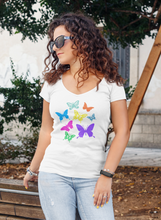 Load image into Gallery viewer, Butterflies Woman's V neck T Shirt HTV-D-n-R Design