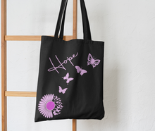 Load image into Gallery viewer, Custom Tote Bag, Book Bag, Canvas Tote, School Book Bag HTV - Hope Daisy w/ Butterflies-D-n-R Design
