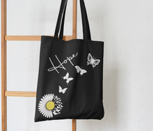 Load image into Gallery viewer, Custom Tote Bag, Book Bag, Canvas Tote, School Book Bag HTV - Hope Daisy w/ Butterflies-D-n-R Design