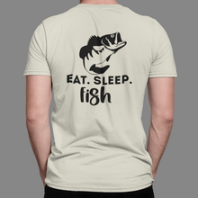 Load image into Gallery viewer, Bass Fishing T Shirt Short Sleeve, Long Sleeve T Shirt HTV - Eat Sleep Fish-D-n-R Design