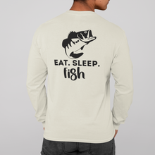 Load image into Gallery viewer, Bass Fishing T Shirt Short Sleeve, Long Sleeve T Shirt HTV - Eat Sleep Fish-D-n-R Design
