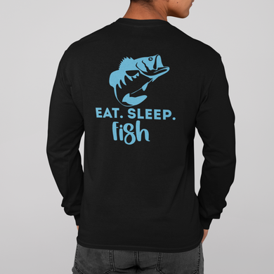 Bass Fishing T Shirt Short Sleeve, Long Sleeve T Shirt HTV - Eat Sleep Fish-D-n-R Design