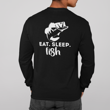Load image into Gallery viewer, Bass Fishing T Shirt Short Sleeve, Long Sleeve T Shirt HTV - Eat Sleep Fish-D-n-R Design