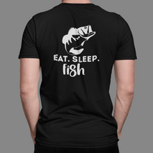 Load image into Gallery viewer, Bass Fishing T Shirt Short Sleeve, Long Sleeve T Shirt HTV - Eat Sleep Fish-D-n-R Design
