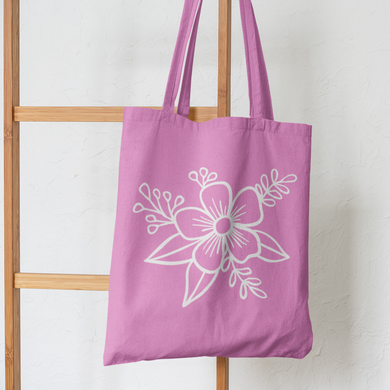 Floral Tote Bag, Floral Book Bag, Canvas Tote Bag, School Book Bag HTV-D-n-R Design