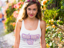 Load image into Gallery viewer, Good Vibes Groovy Women's Racerback Tank Top HTV-D-n-R Design