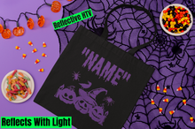Load image into Gallery viewer, Reflective Halloween Candy Tote Bag, Personalized Safety Halloween Kids Tote Bag HTV-D-n-R Design