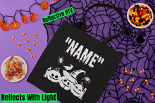 Load image into Gallery viewer, Reflective Halloween Candy Tote Bag, Personalized Safety Halloween Kids Tote Bag HTV-D-n-R Design