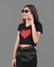 Load image into Gallery viewer, Cool Woman's crop T Shirt – Love Heart HTV