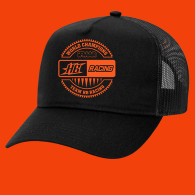 Custom Ball Cap, 5 Panel Color Matching Hats Sponsor HTV - HB Racing WC BLACK-D-n-R Design