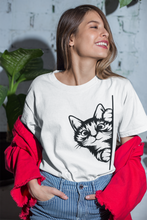 Load image into Gallery viewer, Cat Lover T Shirt Short Sleeve HTV - Peeking Cat L-D-n-R Design