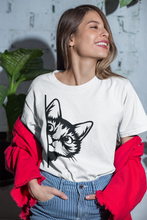 Load image into Gallery viewer, Cat Lover T Shirt Short Sleeve HTV - Peeking Cat R-D-n-R Design
