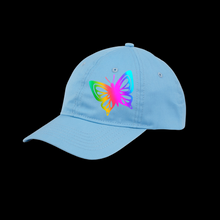Load image into Gallery viewer, Rainbow Holographic Butterfly Design Unstructured Hat - HTV-D-n-R Design
