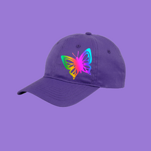 Load image into Gallery viewer, Rainbow Holographic Butterfly Design Unstructured Hat - HTV-D-n-R Design