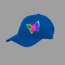 Load image into Gallery viewer, Rainbow Holographic Butterfly Design Unstructured Hat - HTV-D-n-R Design
