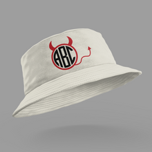 Load image into Gallery viewer, Custom Personalized Printed Bucket Hat, Floppy Hat HTV - Red Devil Monogram-D-n-R Design
