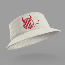 Load image into Gallery viewer, Custom Personalized Printed Bucket Hat, Floppy Hat HTV - Red Devil Monogram-D-n-R Design