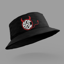 Load image into Gallery viewer, Custom Personalized Printed Bucket Hat, Floppy Hat HTV - Red Devil Monogram-D-n-R Design
