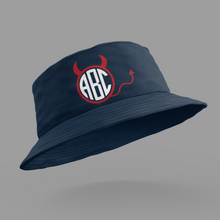 Load image into Gallery viewer, Custom Personalized Printed Bucket Hat, Floppy Hat HTV - Red Devil Monogram-D-n-R Design