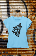 Load image into Gallery viewer, Wolf Silhouette Women's T Shirt HTV - Howling Wolf 1-D-n-R Design