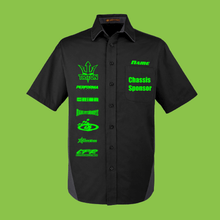Load image into Gallery viewer, R/C Racing Sponsorship Shirt, Industrial Button Up, Sponsor HTV-D-n-R Design
