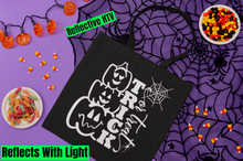 Load image into Gallery viewer, Reflective Halloween Candy Tote Bag, Personalized Safety Halloween Kids Tote Bag HTV -T.O.T-D-n-R Design