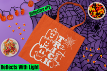 Load image into Gallery viewer, Reflective Halloween Candy Tote Bag, Personalized Safety Halloween Kids Tote Bag HTV -T.O.T-D-n-R Design