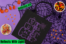 Load image into Gallery viewer, Reflective Halloween Candy Tote Bag, Personalized Safety Halloween Kids Tote Bag HTV -T.O.T-D-n-R Design