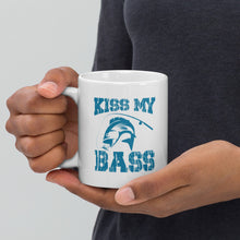Load image into Gallery viewer, Kiss My Bass White glossy mug Lt Blue-D-n-R Design