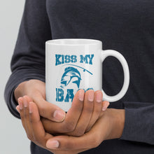 Load image into Gallery viewer, Kiss My Bass White glossy mug Lt Blue-D-n-R Design