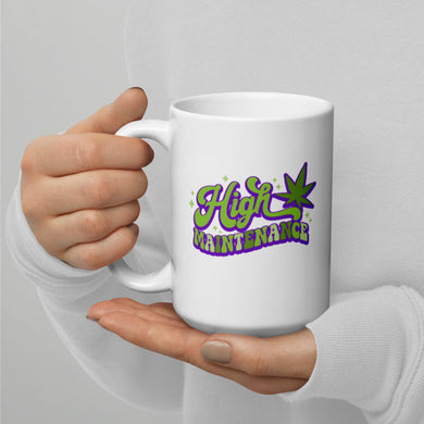White glossy mug With Cannabis Design-D-n-R Design