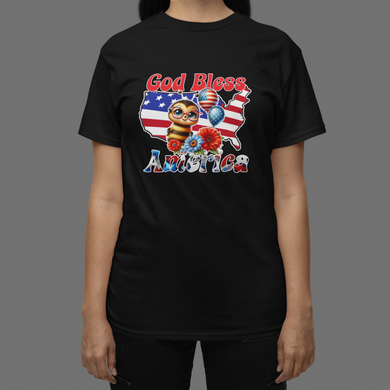 July Fourth T Shirt, God Bless America Bee Tee HTV DTF-D-n-R Design