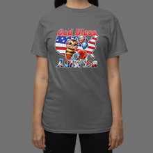 Load image into Gallery viewer, July Fourth T Shirt, God Bless America Bee Tee HTV DTF-D-n-R Design
