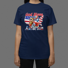 Load image into Gallery viewer, July Fourth T Shirt, God Bless America Bee Tee HTV DTF-D-n-R Design
