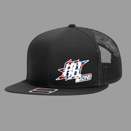 HB Racing Hat, R/C Sponsor Patriotic Flat Bill Trucker Hat HTV-D-n-R Design