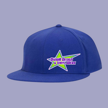 Load image into Gallery viewer, DandR Design Blue 6 Panel Flat Bill Flex Fit Hat DTF HTV
