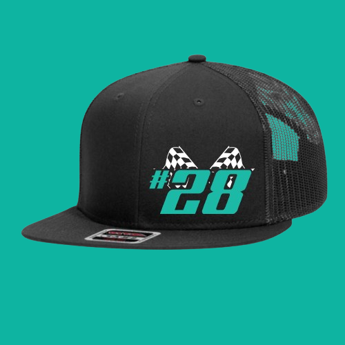 Personalized Custom Car Racing Hat, Race Car Number Flat Bill Hat HTV ...
