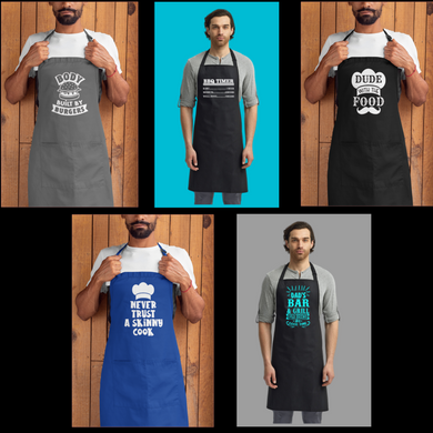 Custom Fun BBQ Cooking Aprons HTV - 5 Designs Options-D-n-R Design