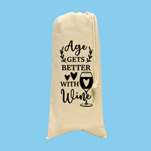 Load image into Gallery viewer, Wine Bottle Tote Drawstring HTV - Better With Age-D-n-R Design
