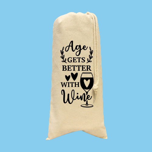 Wine Bottle Tote Drawstring HTV - Better With Age-D-n-R Design