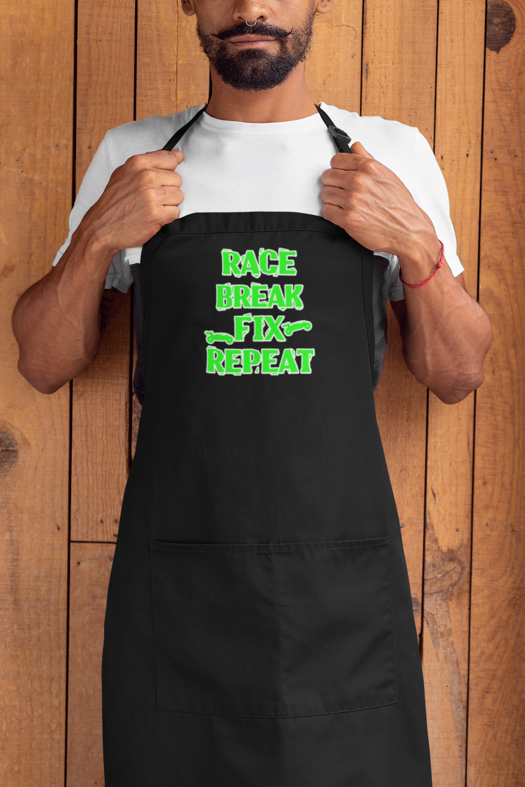 Custom BBQ Cooking R/C Aprons HTV - Break Race Fix Repeat-D-n-R Design