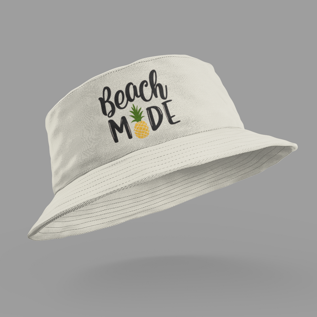 Custom Printed Bucket Hat, Floppy Hat HTV - Beach Mode-D-n-R Design