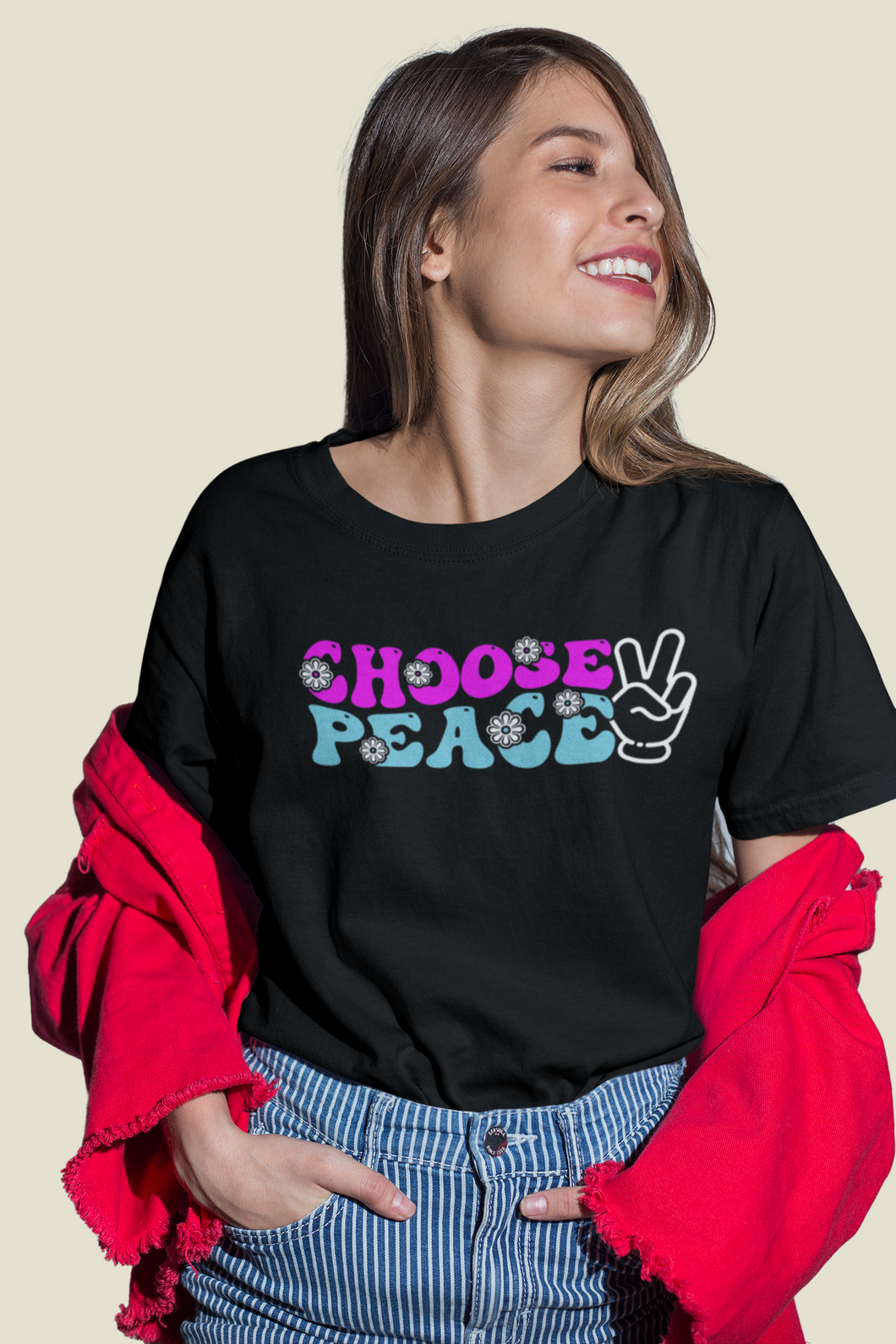 Groovy T Shirt, Trendy Throwback Unisex T Shirt HTV - Choose Peace-D-n-R Design