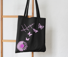 Load image into Gallery viewer, Custom Tote Bag, Book Bag, Canvas Tote, School Book Bag HTV - Hope Daisy w/ Butterflies-D-n-R Design
