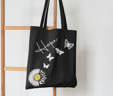 Load image into Gallery viewer, Custom Tote Bag, Book Bag, Canvas Tote, School Book Bag HTV - Hope Daisy w/ Butterflies-D-n-R Design
