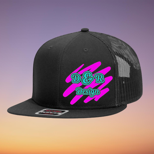 Custom Ball Cap, Mesh Trucker Hat Sponsor HTV - DandR Design NPink-D-n-R Design