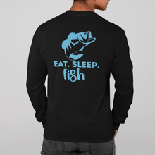 Load image into Gallery viewer, Bass Fishing T Shirt Short Sleeve, Long Sleeve T Shirt HTV - Eat Sleep Fish-D-n-R Design
